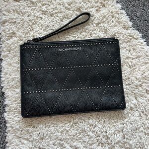 Michael Kors Adele XL studded leather clutch purse